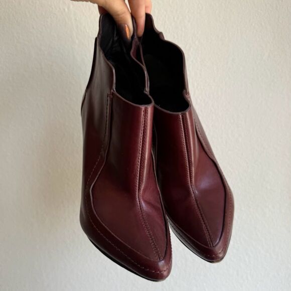 Alexander Wang Kim Oxblood Leather High Heel Ankle Booties with Pointed Toe EU36 - Picture 2 of 16